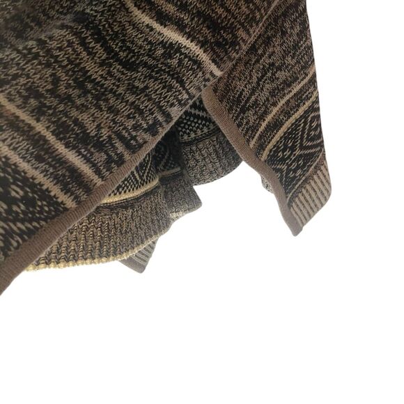 GAP One Size Chunky Cable Knit Heavy Wool Blend Earth Tones Brown Poncho Sweater - Picture 6 of 8